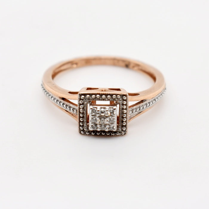 9ct Rose Gold Princess Cut Diamond Ring