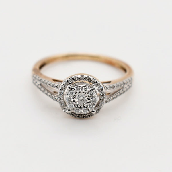 9ct Rose Gold 4 Claw Cluster Diamond Engagement Ring