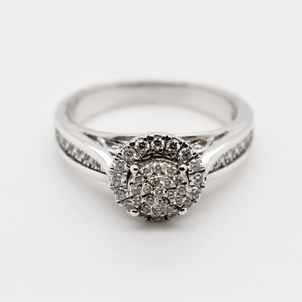 9ct White Gold Cluster Diamond Engagement Ring