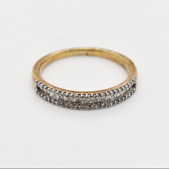 9ct Yellow Gold Cluster Diamond Band