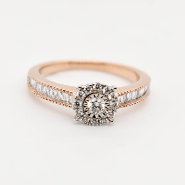 9ct Rose Gold 4 Claw Diamond Engagement Ring