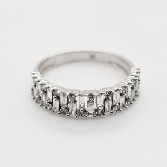 9ct White Gold Baggette Cut Diamond Band