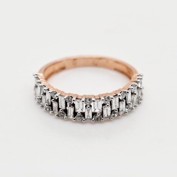 9ct Rose Gold Baguette Diamond Band