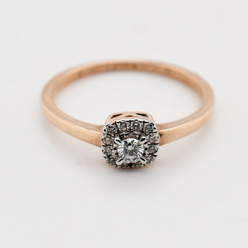 9ct Rose Gold  Solitaire Cushion Diamond Engagement Ring