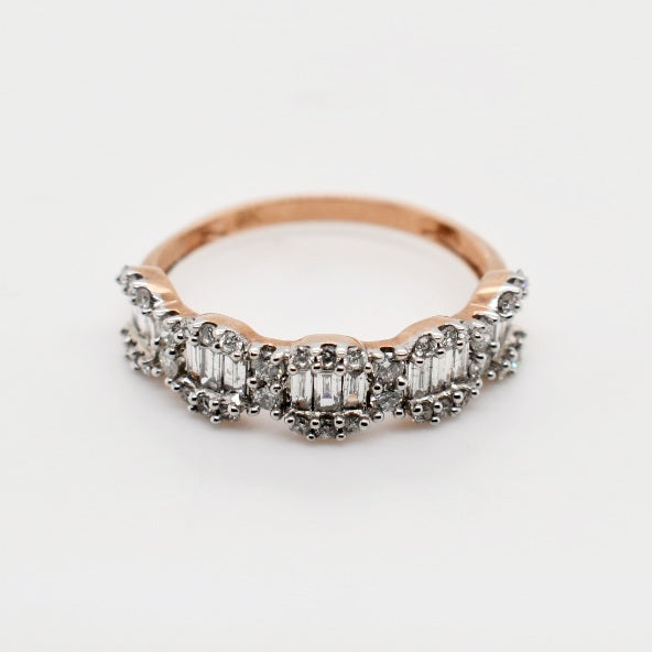 9ct Rose Gold Baguette Diamond Band