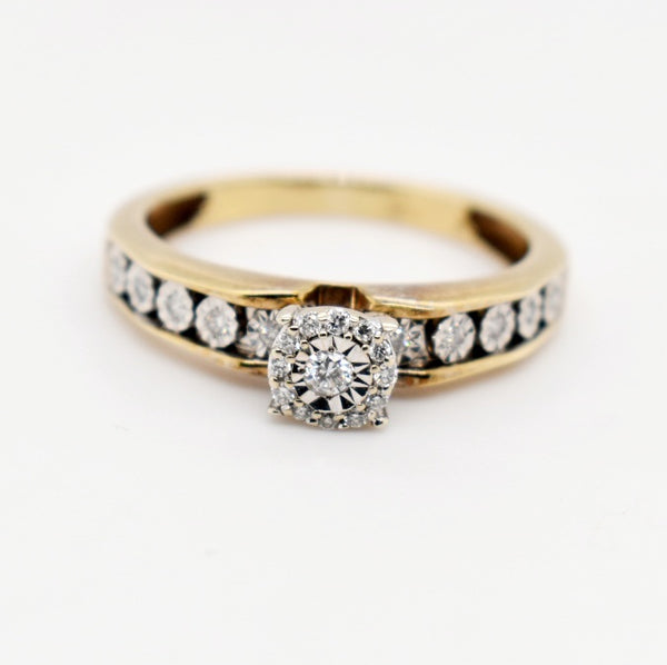 9ct Yellow Gold Blazing Diamond Ring