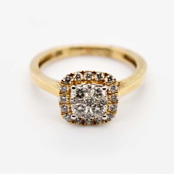 9ct Yellow Gold Cluster Diamond Engagement Ring