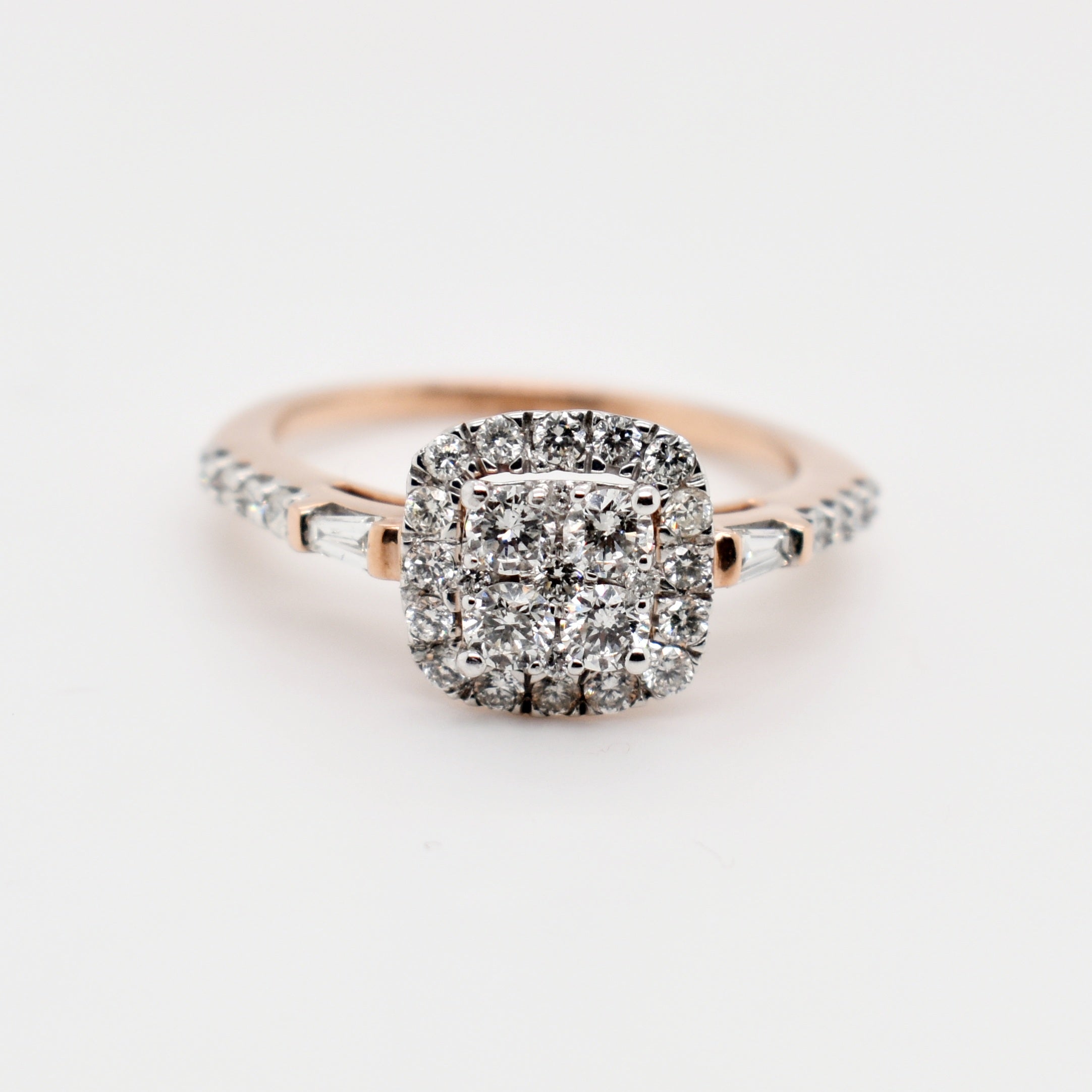 9ct Rose Gold Square Cluster Diamond Ring