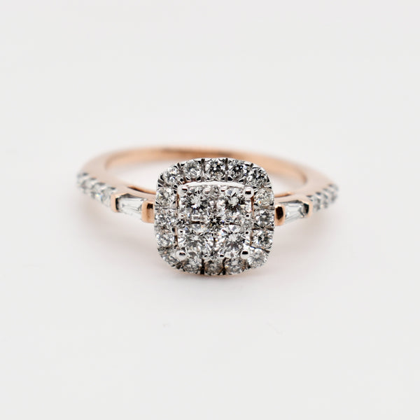 9ct Rose Gold Square Cluster Diamond Ring