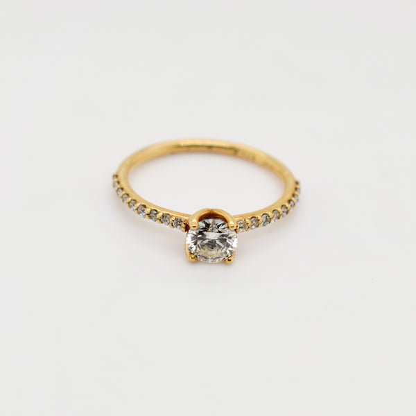 18K Yellow Gold 4 Claw Diamond Engagement Ring