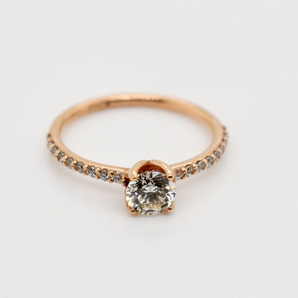 18K Rose Gold 4 Claw Diamond Engagement Ring