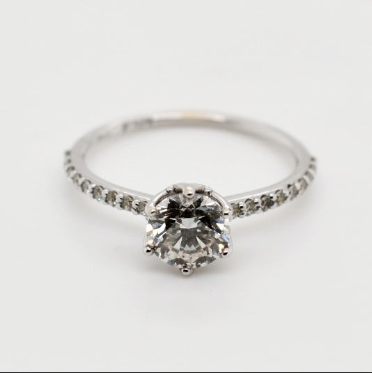 18K White Gold 6 Claw Diamond Engagement Ring