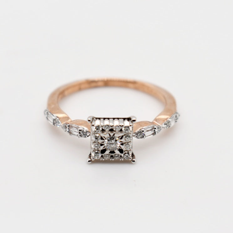 9ct Rose Gold Princess Cut  Diamond Ring