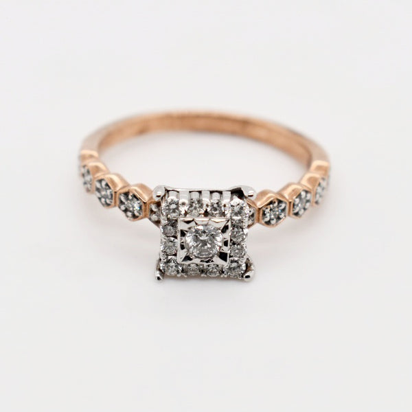 9ct Rose Gold 4 Claw Cluster Diamond Engagement Ring