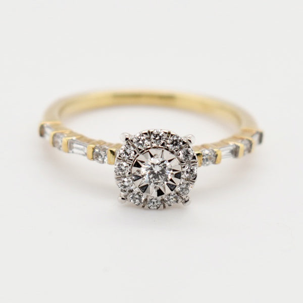 9ct Yellow Gold 4 Claw Round Diamond Engagement Ring