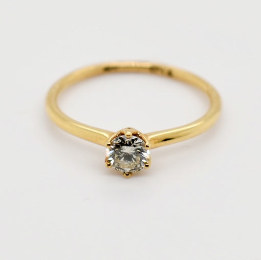 18K Yellow Gold Halo Solitaire Diamond Engagement Ring