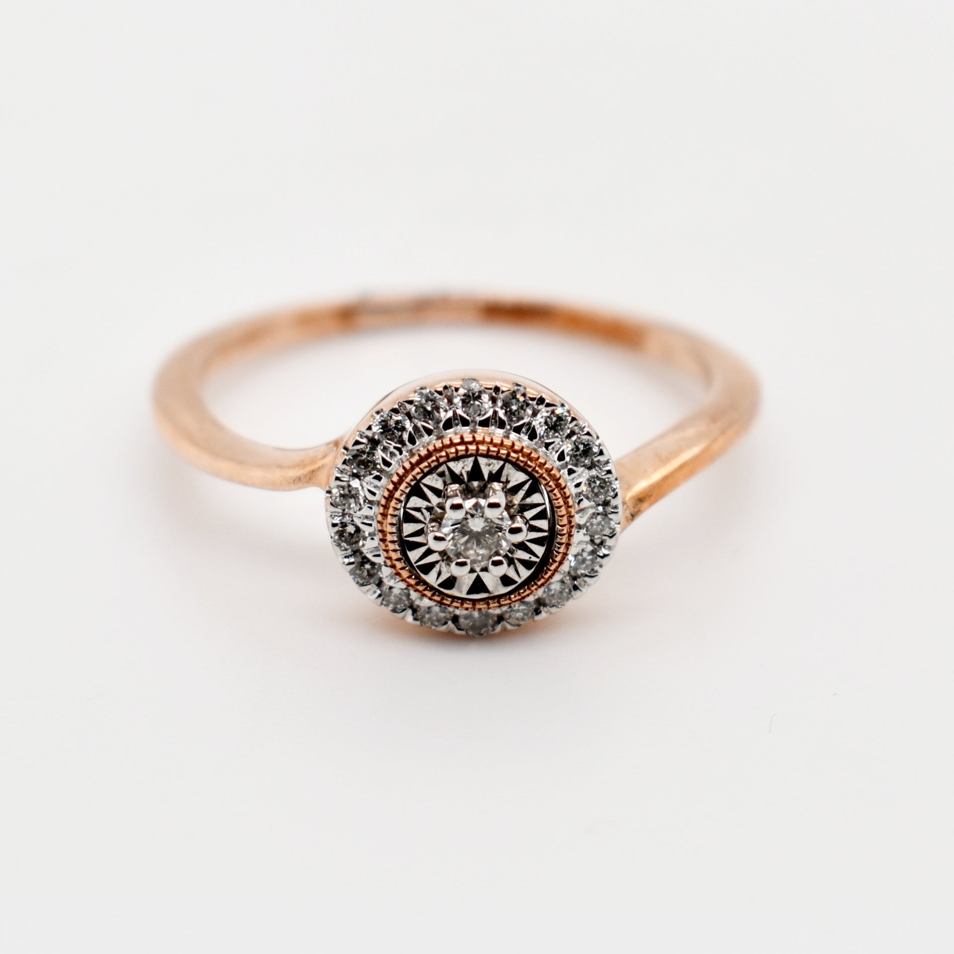 9ct Rose Gold Diamond Cluster Engagement Ring