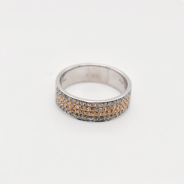 18K Two Tone Diamond Band