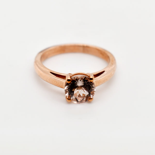 9ct Rose Gold 4 Claw Solitaire Moganite Engagement Ring