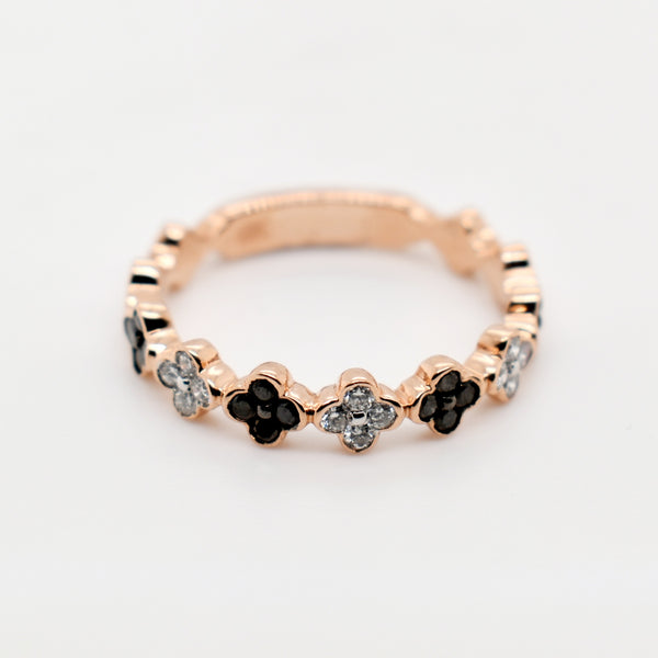 9ct Rose Gold Black & White Diamond Band