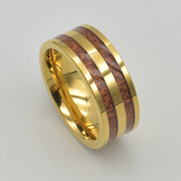 Tungsten Gold & Wood Band