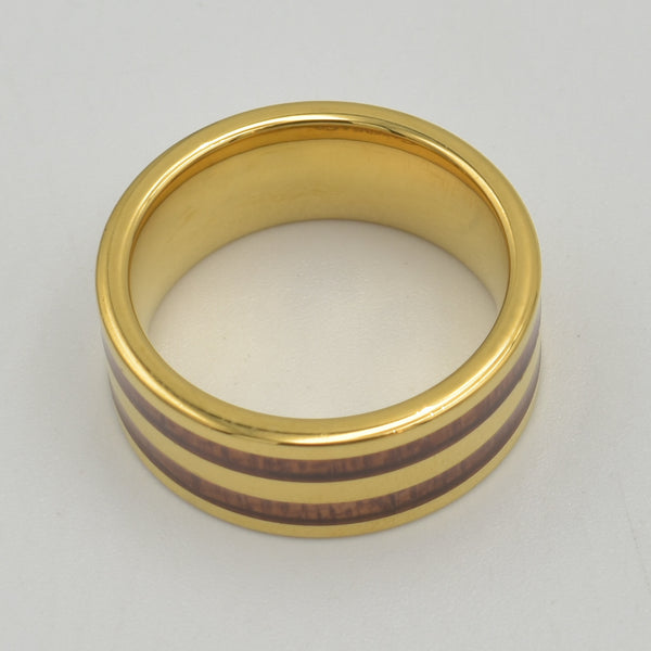 Tungsten Gold & Wood Band