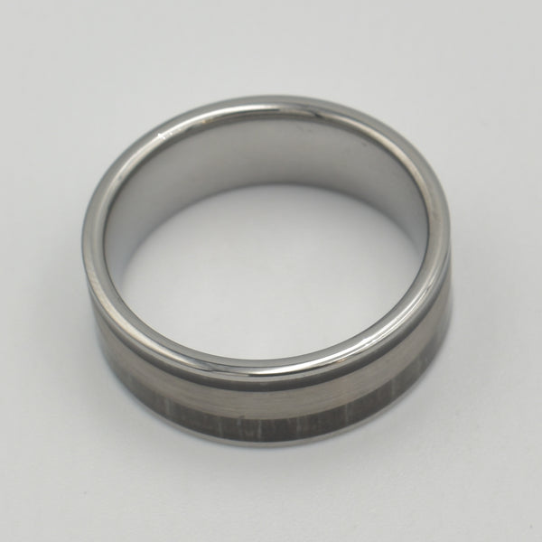 Tungsten Grey & Black Striped Band