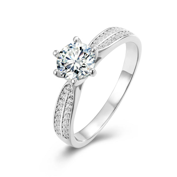 1ct 6 Claw Pave Moissanite Ring