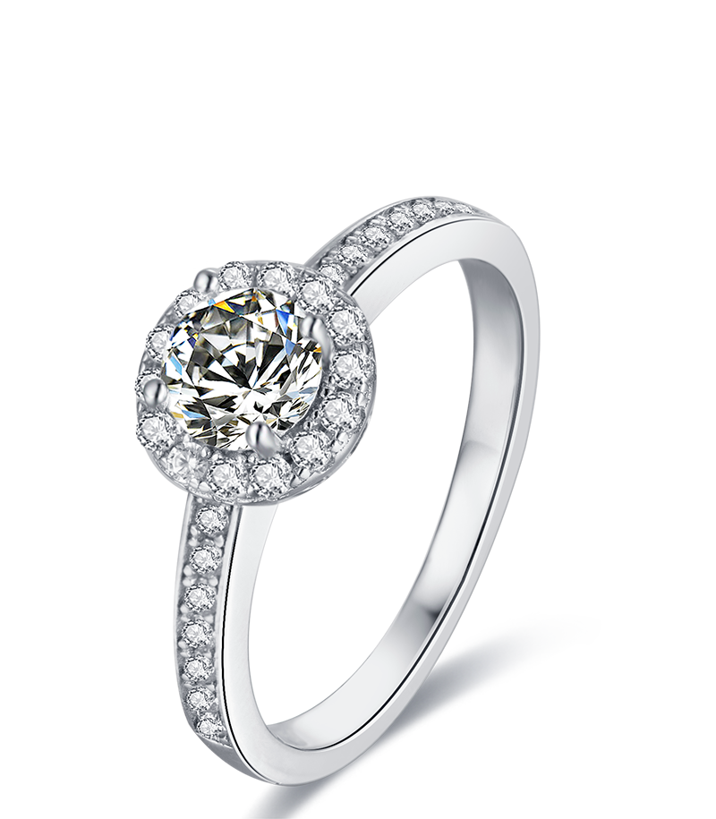 Round Halo 0.5ct Moissanite Ring