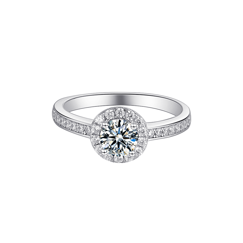 Round Halo 0.5ct Moissanite Ring