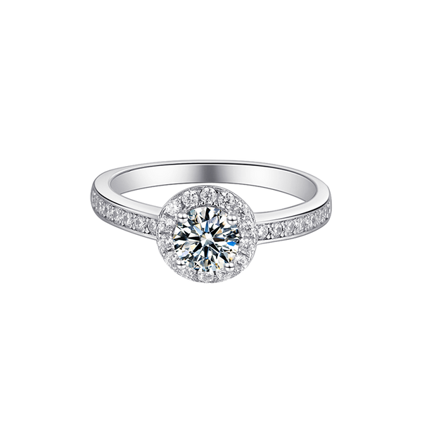 Round Halo 0.5ct Moissanite Ring