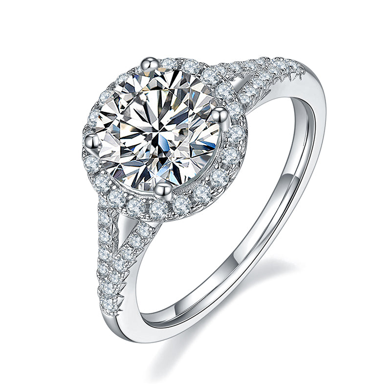 2ct Round Halo Moissanite Ring