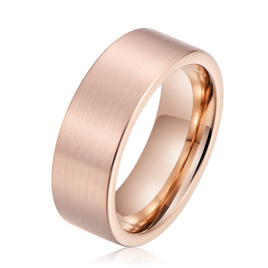 Tungsten Rose Gold Step Brushed Band