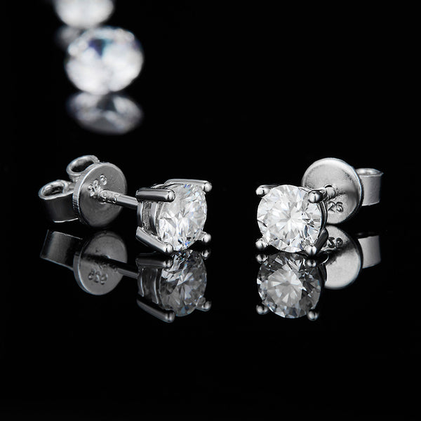 4 Claw Solitaire Stud Moissanite Earrings