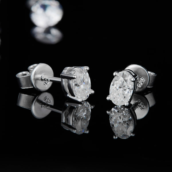 Oval Solitaire Moissanite Earrings