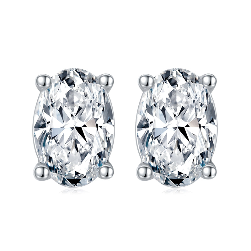 Oval Solitaire Moissanite Earrings