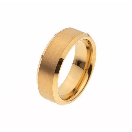 Tungsten Gold Beveled Brushed Band