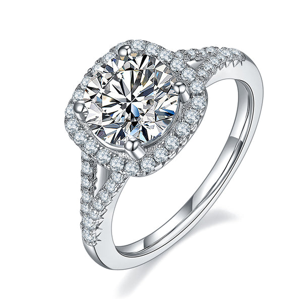 2ct Halo Round Moissanite Ring