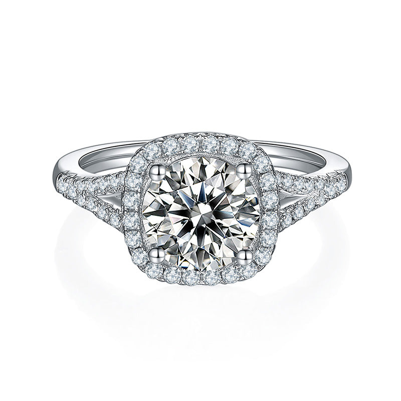 2ct Halo Round Moissanite Ring