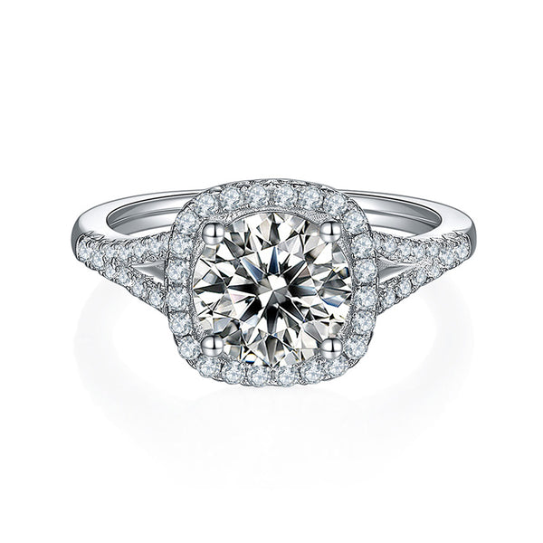 2ct Halo Round Moissanite Ring