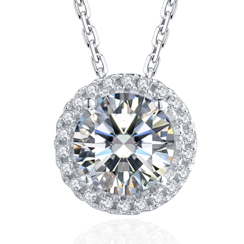 Round Cut Moissanite Necklace.