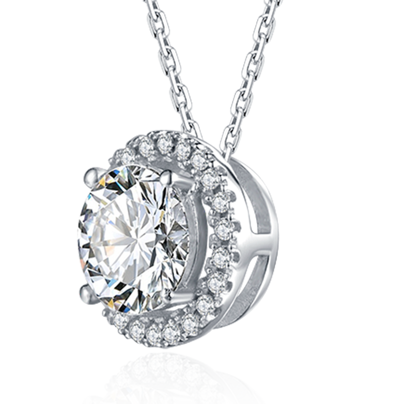 Round Cut Moissanite Necklace.