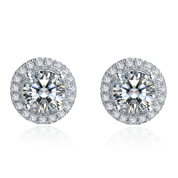 Round Cut Moissanite Stud Earrings.