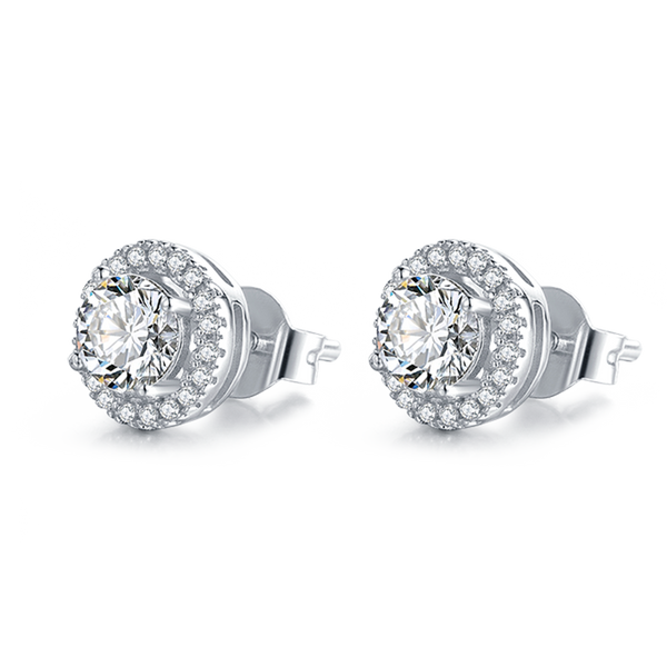 Round Cut Moissanite Stud Earrings.