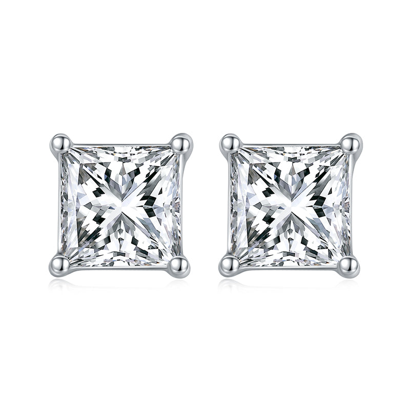 Princess Cut Moissanite Stud Earrings.