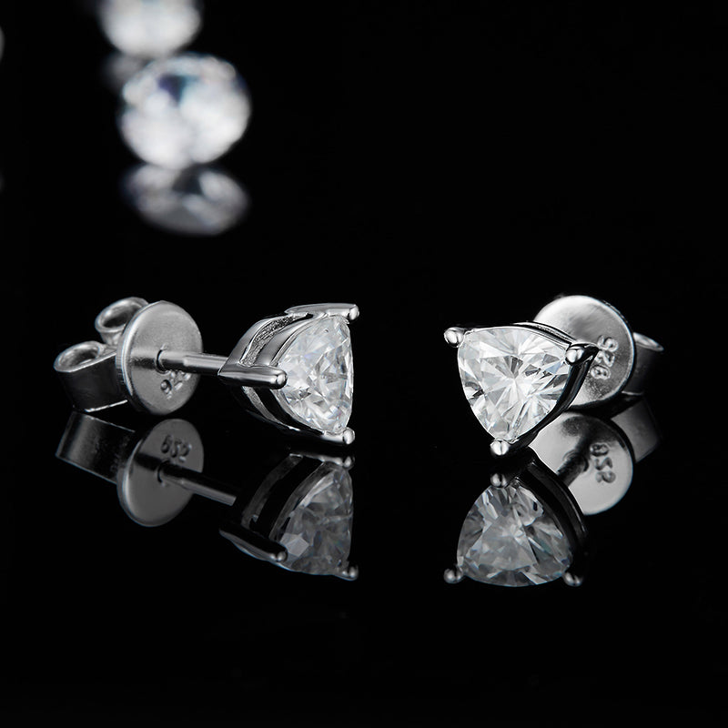 Trillion Cut Moissanite Solitare Earrings.