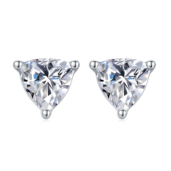 Trillion Cut Moissanite Solitare Earrings.