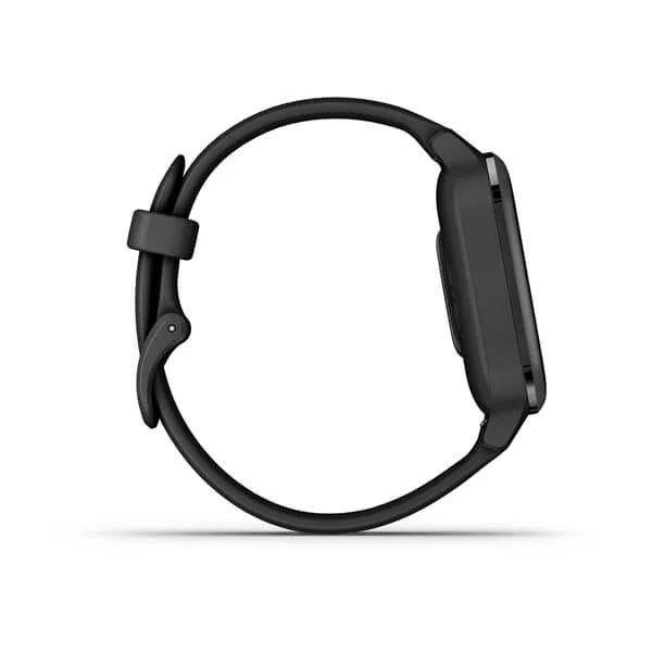 Garmin Venu Sq  Music Edition Slate Aluminium Bezel with Black Case and Silicone Band.